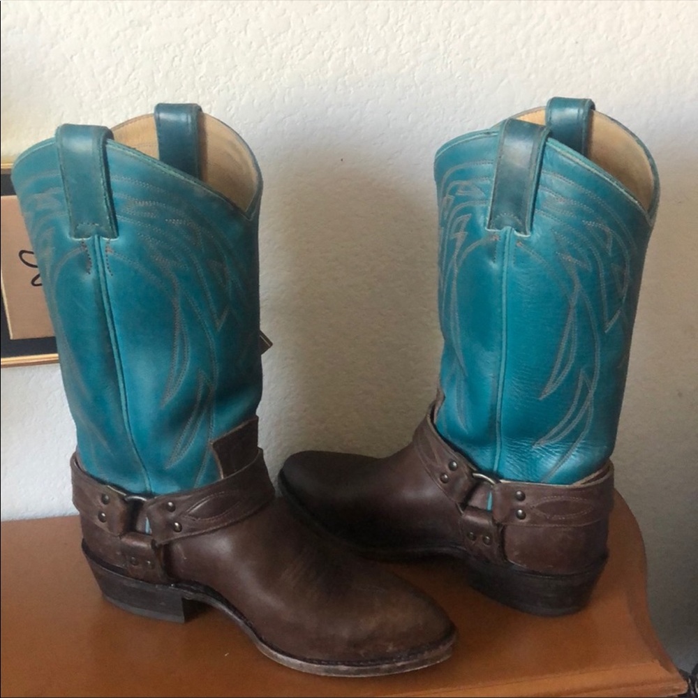 Frye Billy Harness Boot Turquoise 8.5 M